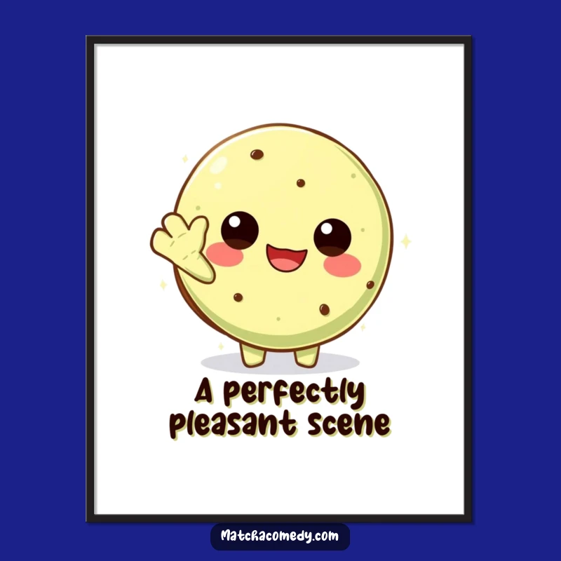 Funny Kawaii Matcha Cookie Poster: Cheerful Wave Wall Art, Perfect Funny Gift for Decor