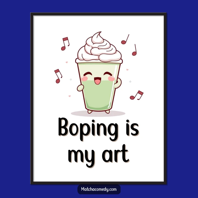 Funny Matcha Latte Poster: Dancing Beat Art, Lively Wall Decor, Unique Funny Gift!