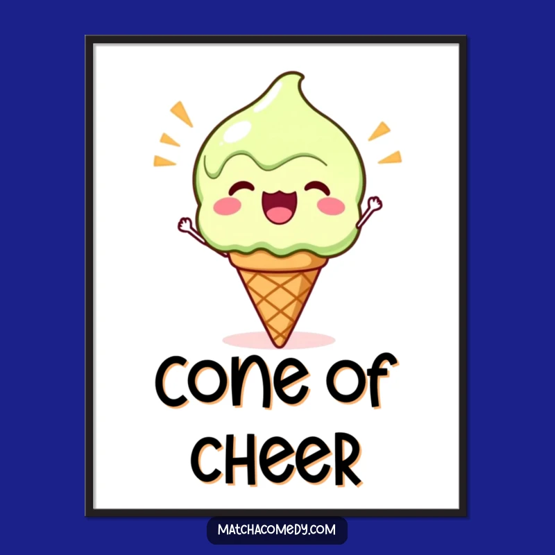 Funny Kawaii Matcha Ice Cream Poster - Cheerful Wall Art for Sweet Homes