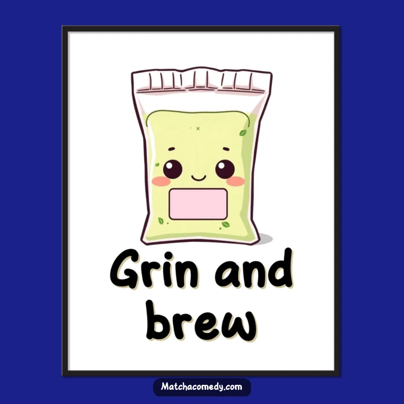 Funny Kawaii Matcha Powder Grin Poster: Vibrant Art, Perfect Decor Gift