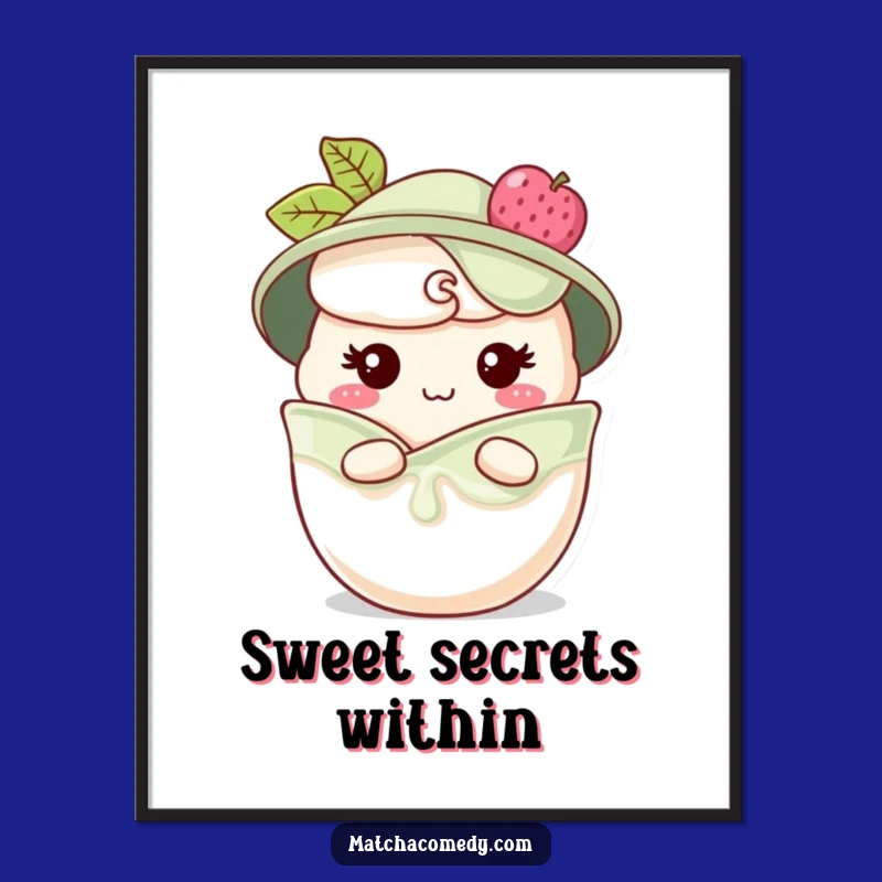 Funny Matcha Parfait Poster - Cheeky Grin Layers, Dessert Wall Art Gift