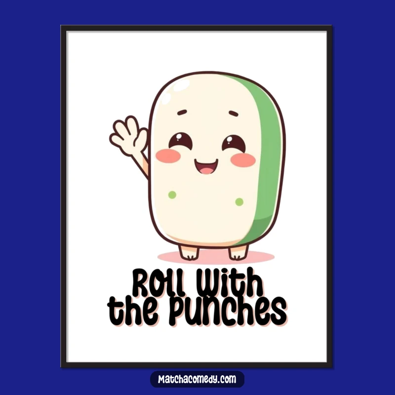 Funny Matcha Roll Wave Poster, Whimsical Wall Art for Happy Spaces