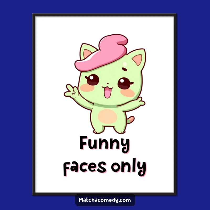 Funny Matcha Sweet Poster - Tongue Out Pose, Quirky Dessert Art Gift