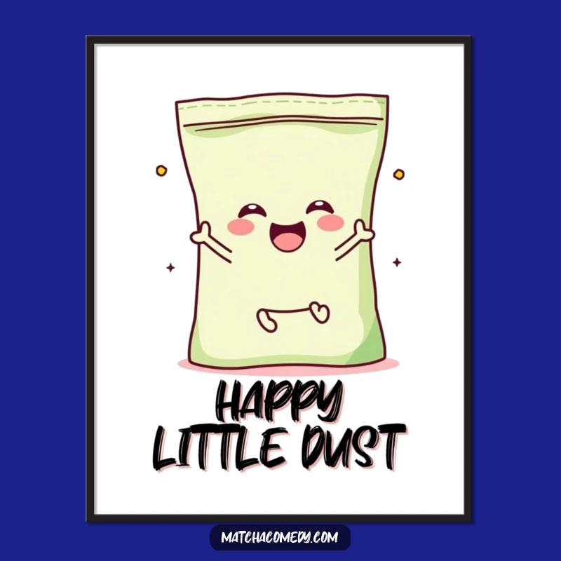 Funny Matcha Powder Bag Jump Poster: Kawaii Character's Joyful Leap Art, Unique Gift!
