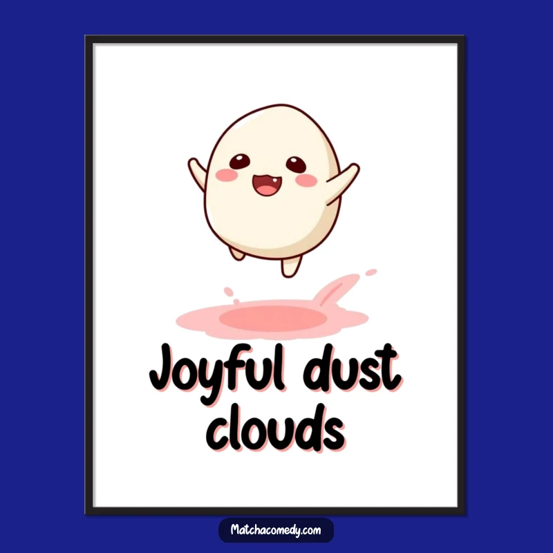 Funny Kawaii Matcha Mochi Leap Poster: Joyful Powder Trail Art Print