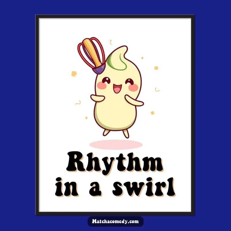 Funny Kawaii Matcha Whisk Poster - Lively Wall Art for Happy Spaces