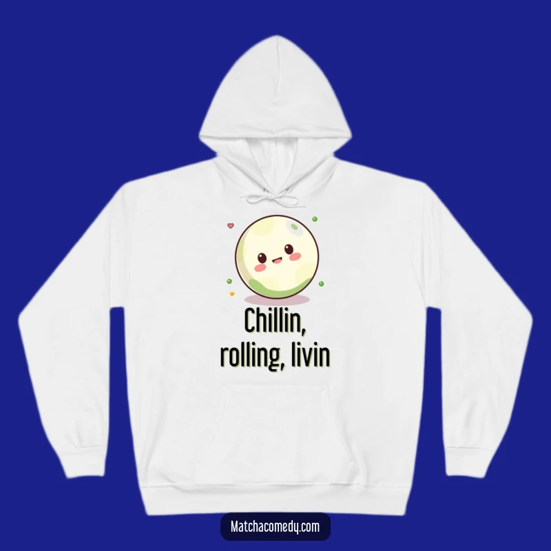 Cozy Funny Kawaii Matcha Ball Rolling Hoodie - Warm Playful Gift for Matcha Lovers