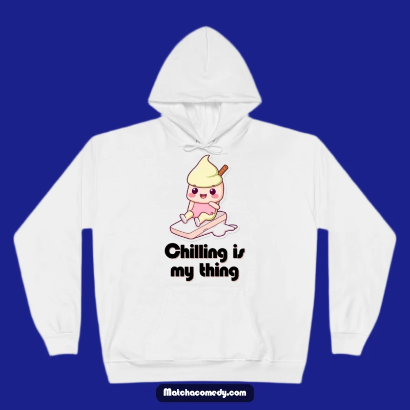Cozy Funny Matcha Ice Cream Slide Hoodie: Kawaii Character Comfort, Ideal Gift