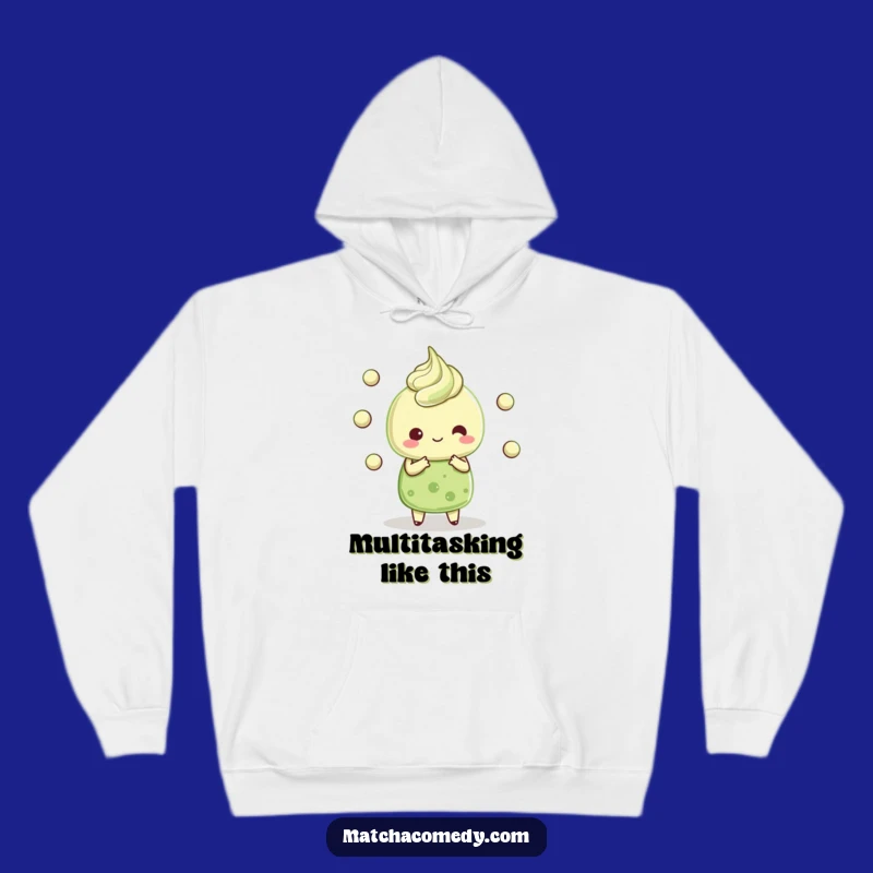 Funny Kawaii Matcha Dessert Hoodie - Cozy Juggling Character, Perfect Gift