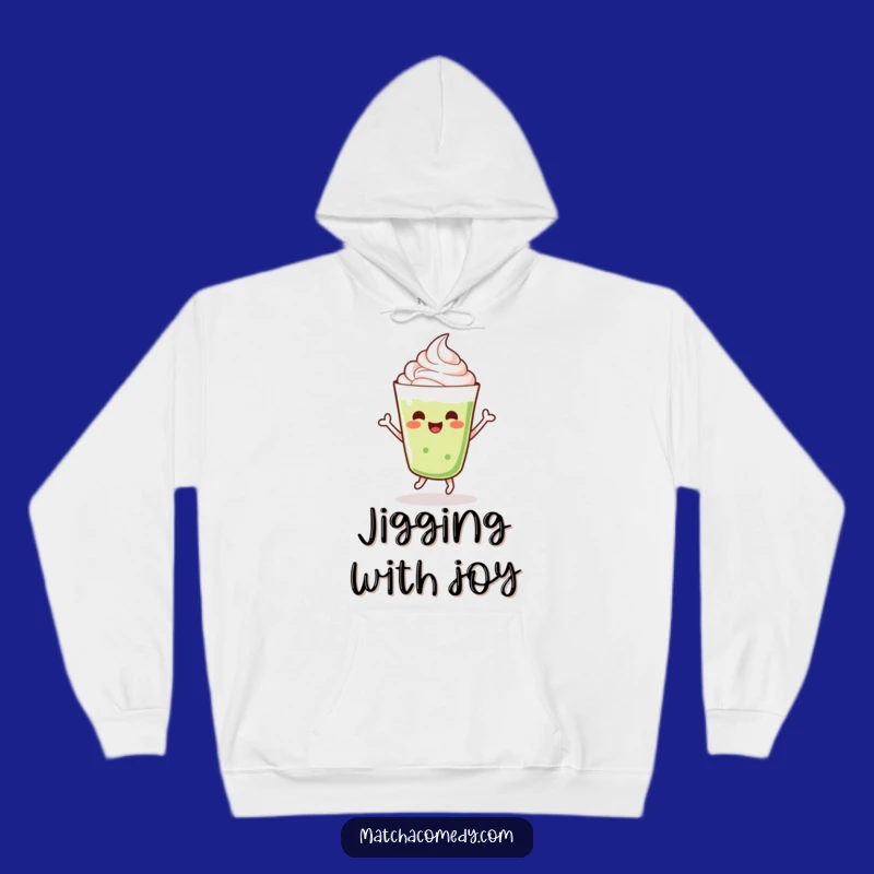 Funny Matcha Latte Hoodie: Dancing Kawaii Drink Cozy Jigging Sweatshirt