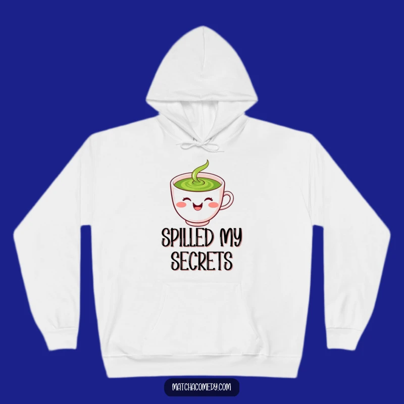 Funny Matcha Hoodie: Laughing Kawaii Tea Cup Spilling Green Comfort
