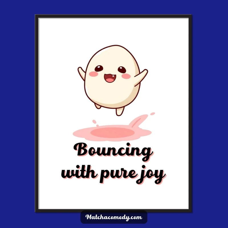 Free Printable Wall Art: Joyful Matcha Mochi Leap - Funny Kawaii Decor