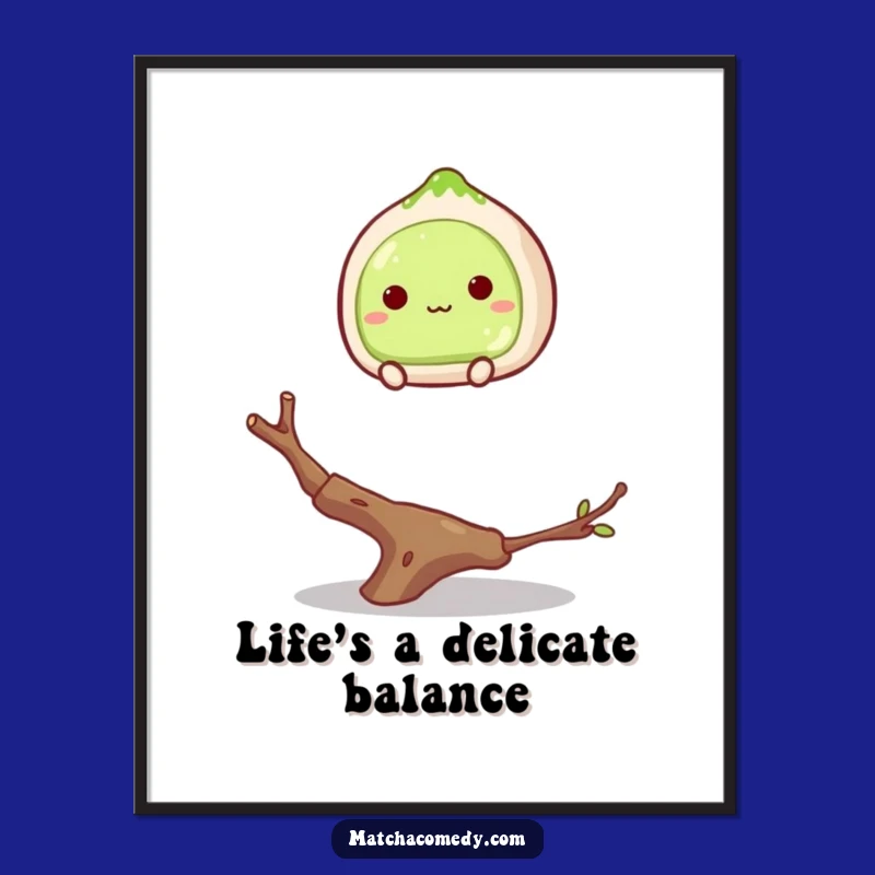 Free Printable Wall Art: Balancing Matcha Mochi - Funny Downloadable Decor!