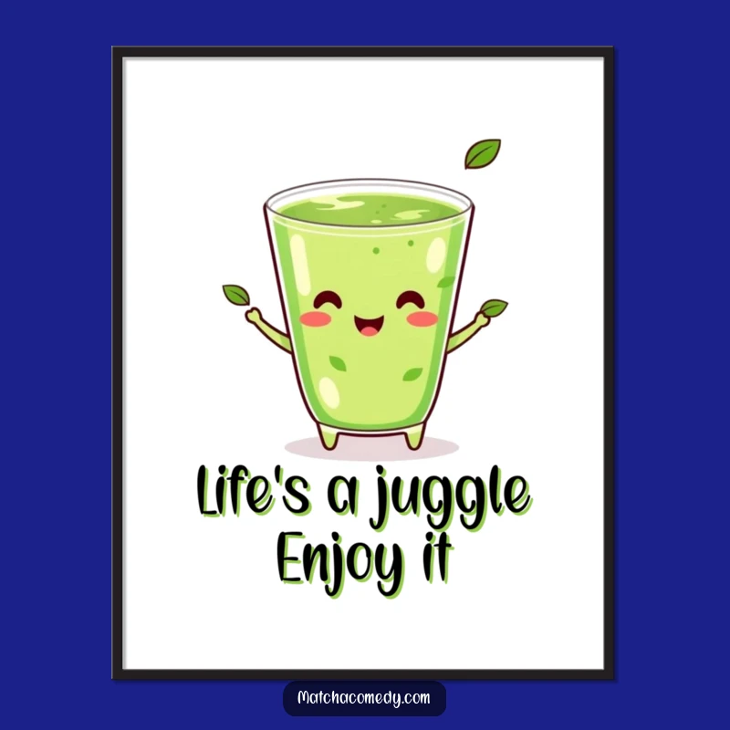 Free Printable Wall Art: Juggling Matcha - Funny Kawaii Decor