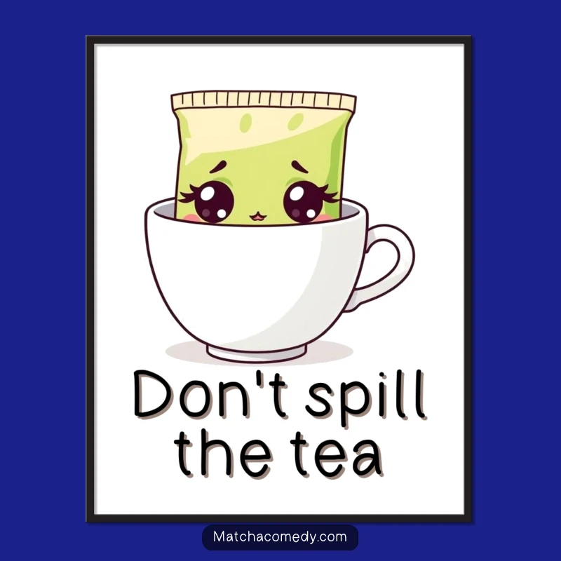 Free Printable Wall Art: Surprised Matcha Tea Bag - Funny Downloadable Decor!