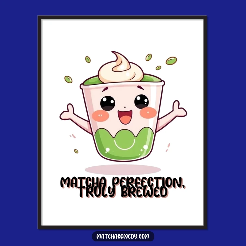 Funny Free Printable Wall Art: Bouncing Matcha Cup Vibes, Humorous Downloadable Decor