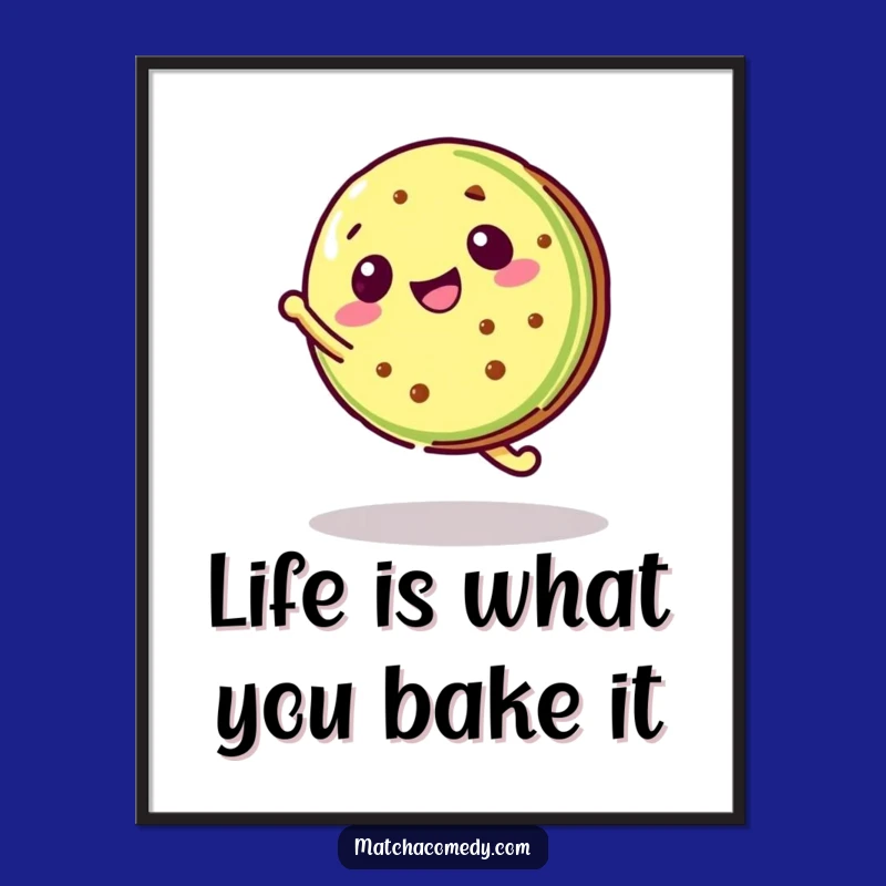 Funny Free Printable Wall Art: Cartwheeling Kawaii Matcha Cookie, DIY Decor!