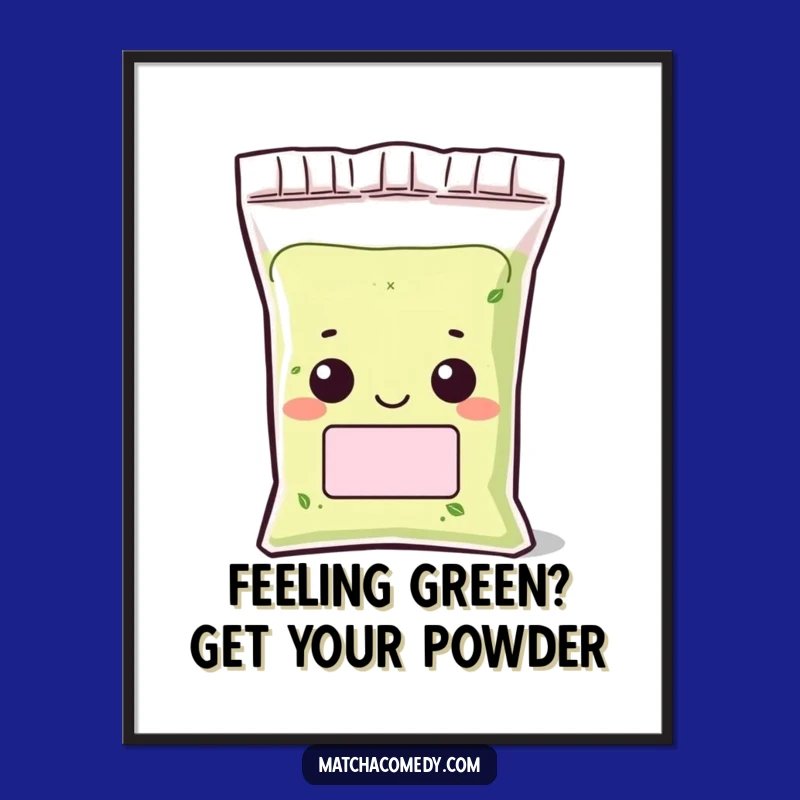 Funny Free Printable Wall Art: Grinning Matcha Bag Downloadable Decor
