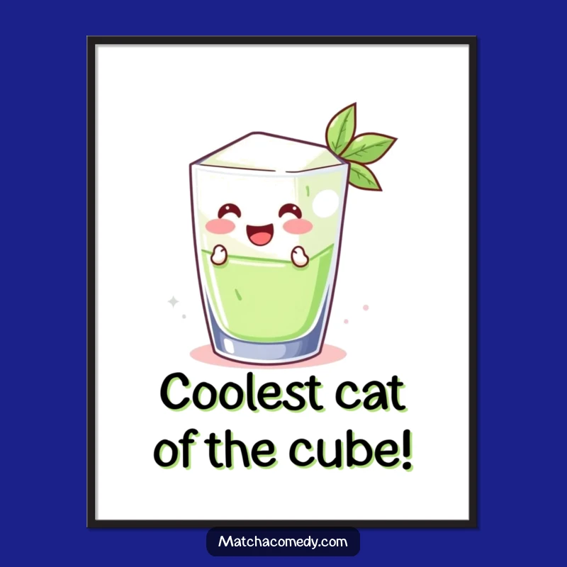 Funny Free Printable Wall Art: Matcha Ice Cube Jump - Quirky Downloadable Art!