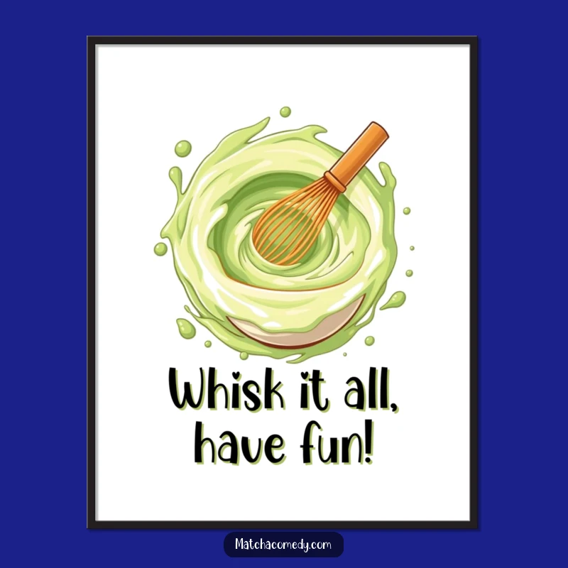 Funny Free Printable Wall Art: Matcha Whisk Joy Vortex, Abstract Downloadable Decor