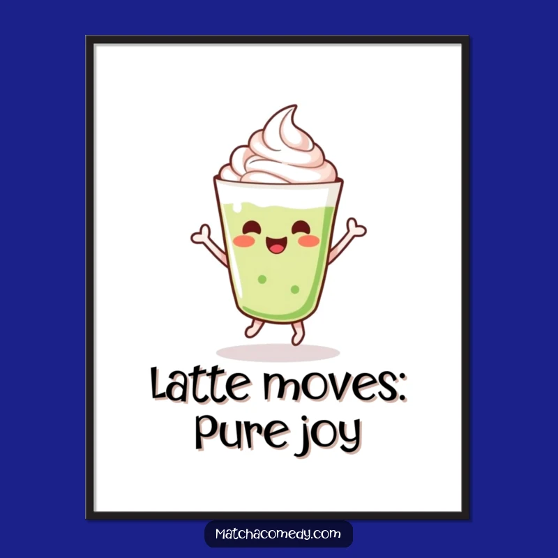 Free Printable Wall Art: Cheerful Matcha Latte Dance, Funny Kawaii Decor