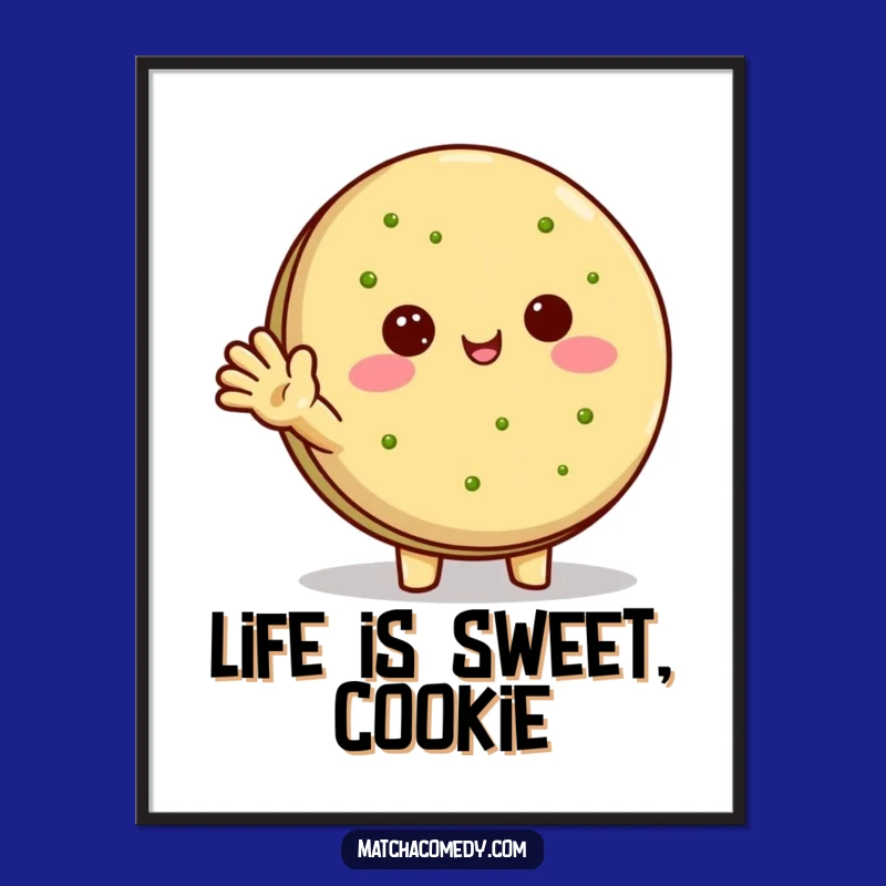 Funny Free Printable Kawaii Matcha Cookie Wall Art - Cheerful Character Decor Downloadable Gift