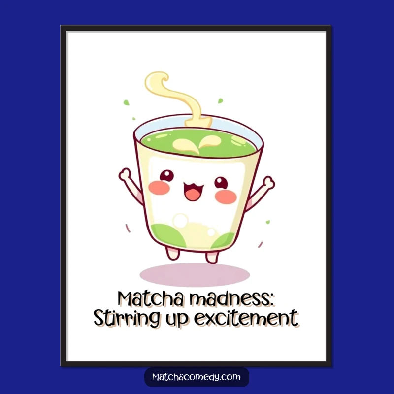 Free Printable Kawaii Matcha Cup Wall Art - Funny Bouncy Downloadable Decor
