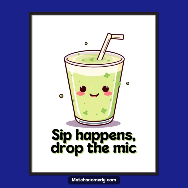 Funny Free Printable Wall Art: Kawaii Matcha Drink Mic Drop Swag