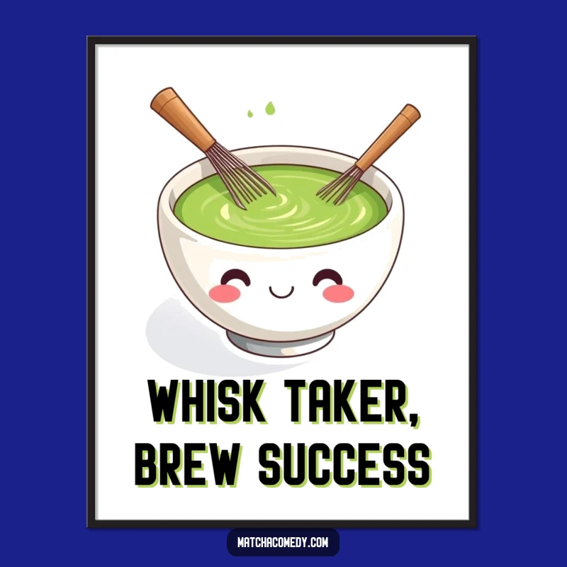 Funny Free Printable Wall Art: Whisking Matcha Bowl Portrait - Whimsical Downloadable Decor