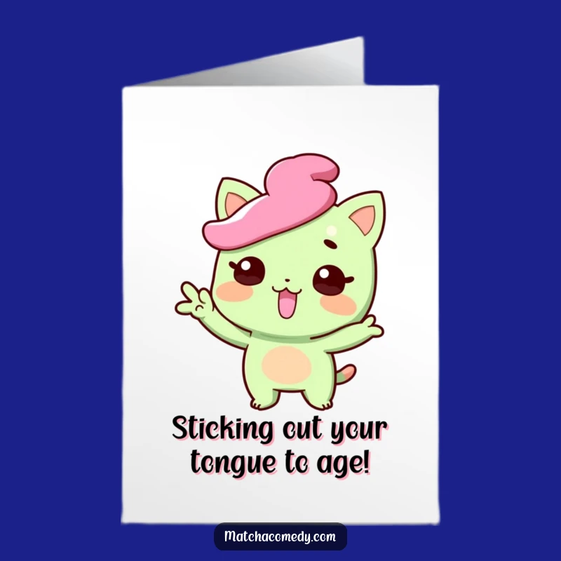Free Printable Birthday Card: Funny Matcha Pose Tongue Out DIY Gift