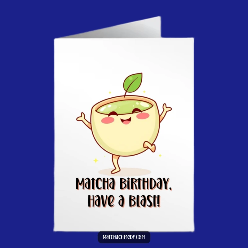 Free Printable Birthday Card: Matcha Bowl Kick Funny Downloadable Gift