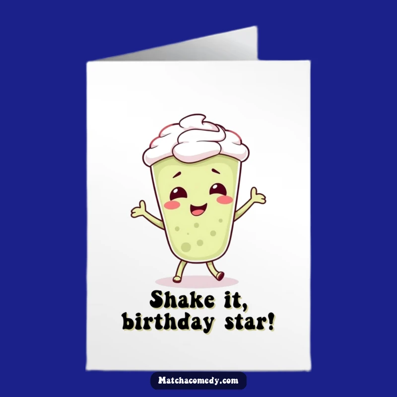 Free Printable Funny Matcha Latte Birthday Card - Giggling Dancer Downloadable Gift