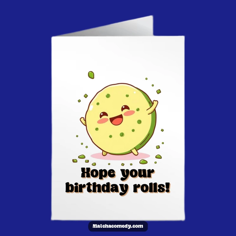 Free Printable Matcha Cookie Birthday Card: Cartwheeling Funny Cookie Gift