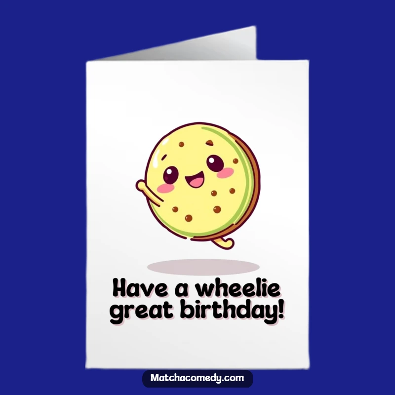 Free Printable Birthday Card: Cartwheeling Kawaii Matcha Cookie, Fun DIY!