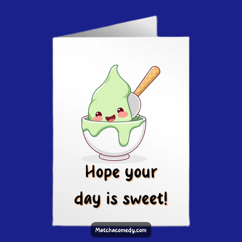 Free Printable Matcha Ice Cream Birthday Card: Diving Funny Scoop Gift