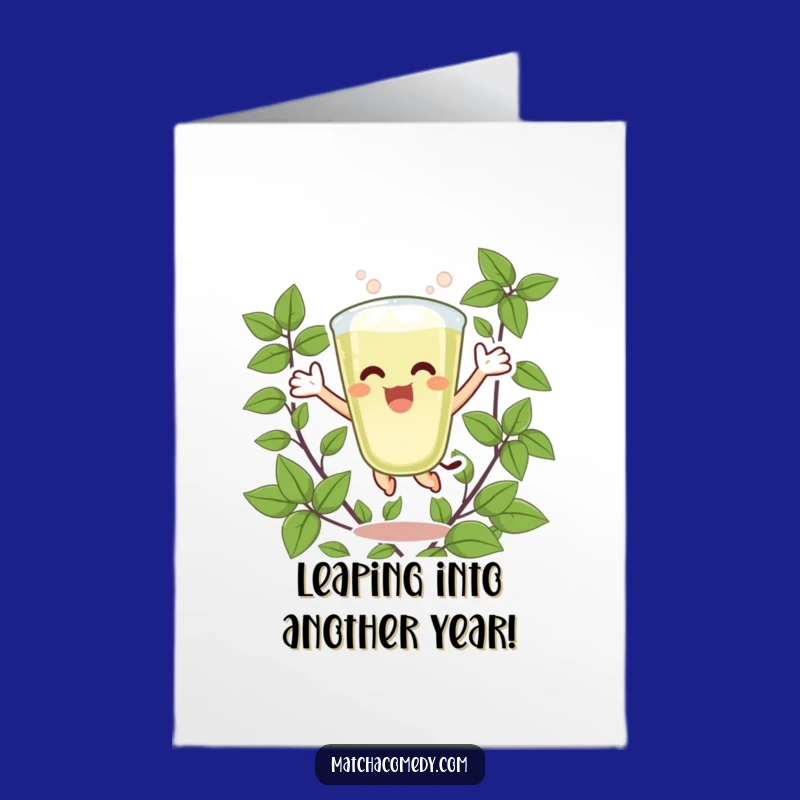 Free Printable Joyful Matcha Latte Birthday Card - Leafy Celebration Downloadable