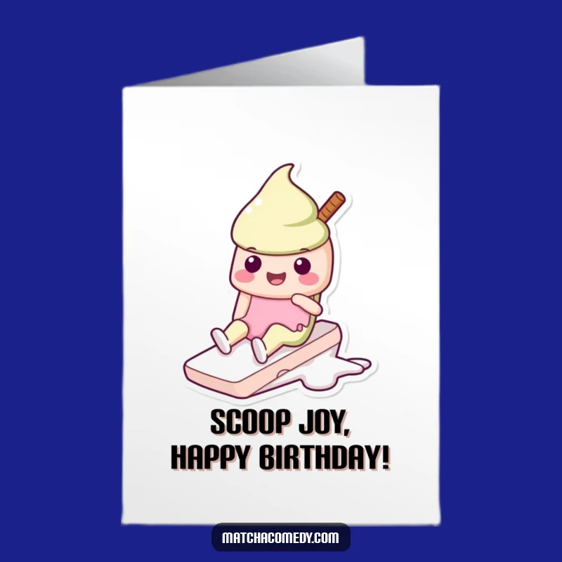 Free Printable Birthday Card: Ice Cream Slide Funny Downloadable Gift for Sweet Celebrations
