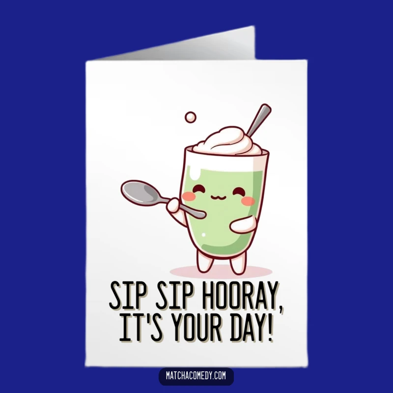 Free Printable Matcha Latte Balancing Birthday Card - Funny Downloadable Greeting