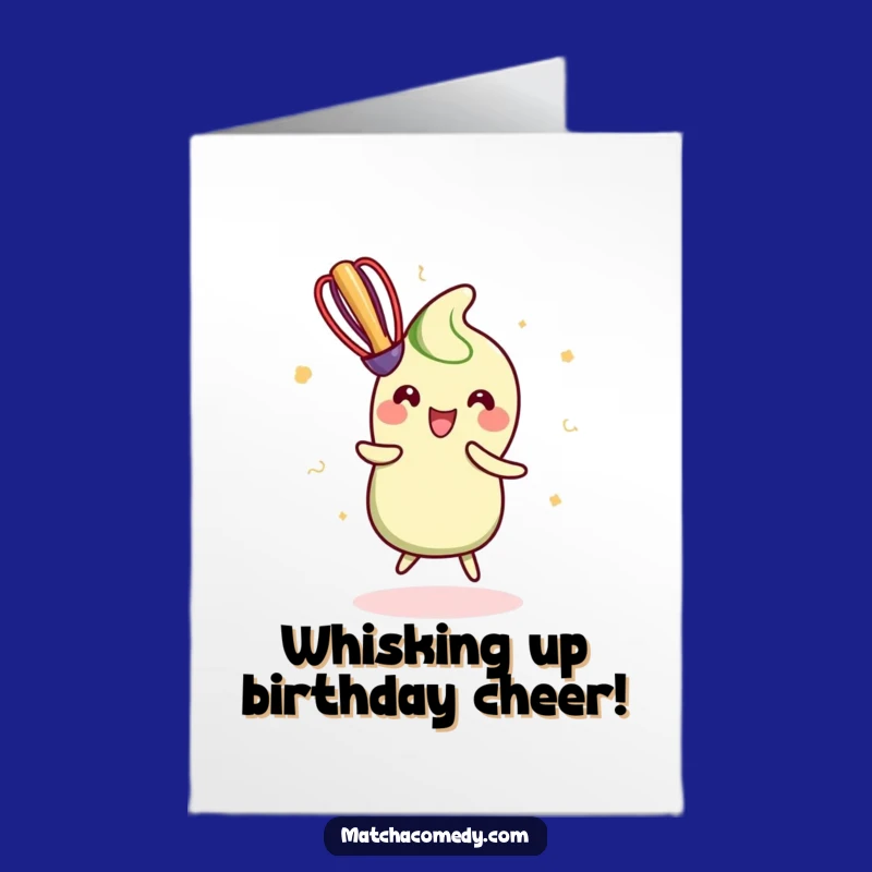 Free Printable Kawaii Matcha Whisk Birthday Card - Funny Dance Downloadable Gift