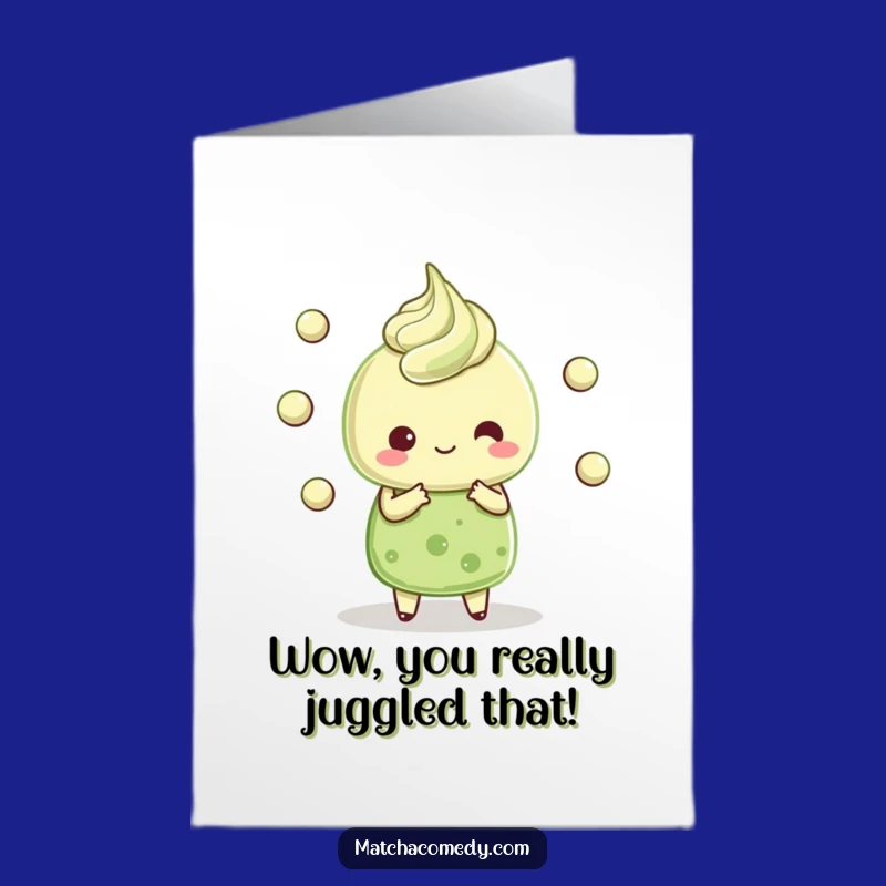 Congrats Free Printable Card: Kawaii Matcha Dessert Juggling Feat