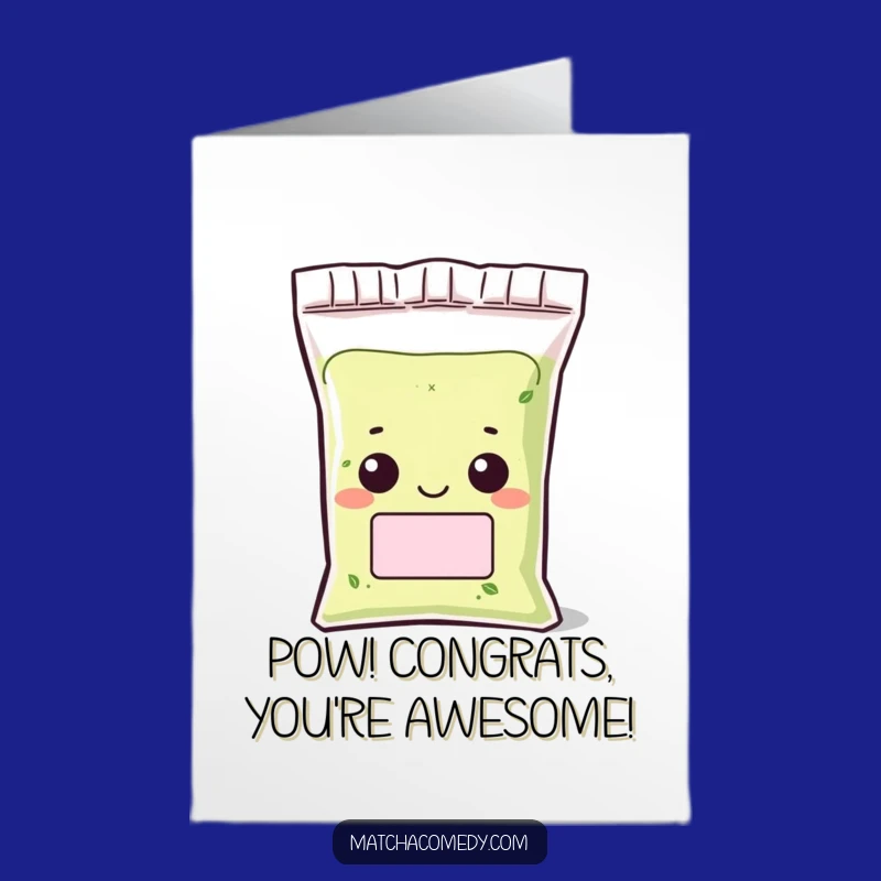 Free Printable Congrats Card: Grinning Matcha Bag Funny Downloadable Gift for Success
