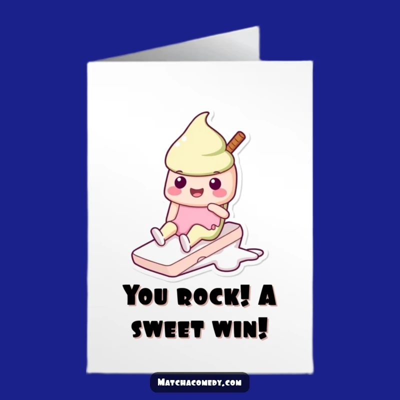Free Printable Congrats Card: Ice Cream Slide Funny Downloadable Gift for Big Wins