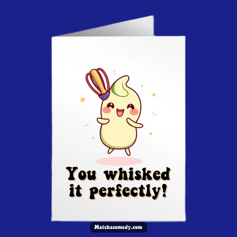 Free Printable Kawaii Matcha Whisk Congrats Card - Funny Dance Downloadable