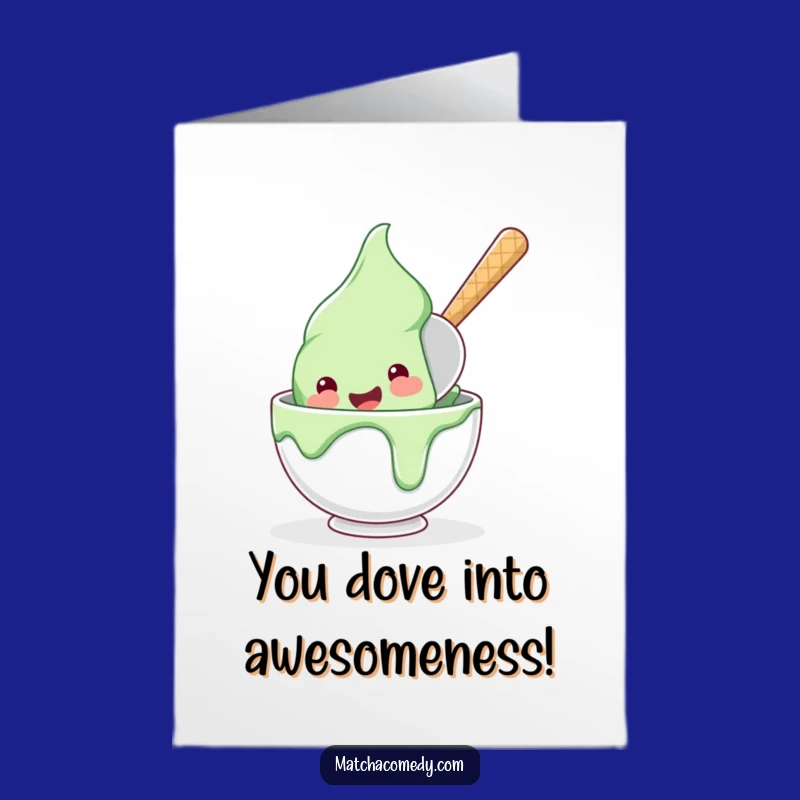 Free Printable Matcha Ice Cream Congrats Card: Diving Success Gift