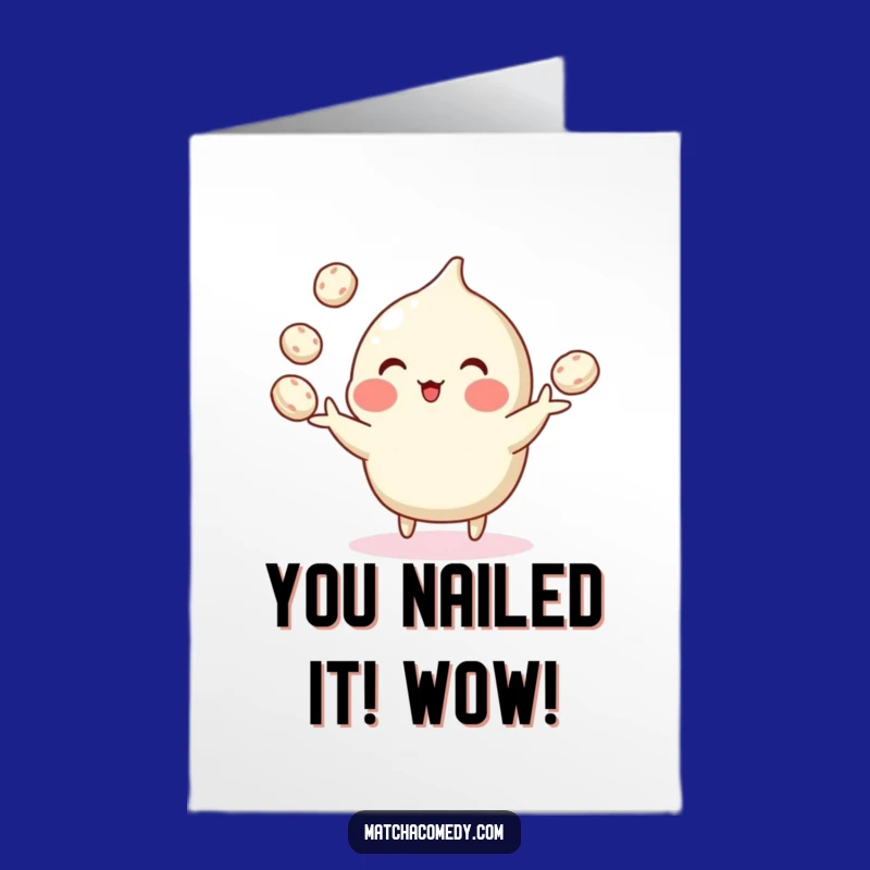 Free Printable Whimsical Matcha Mochi Juggling Card - Funny Downloadable