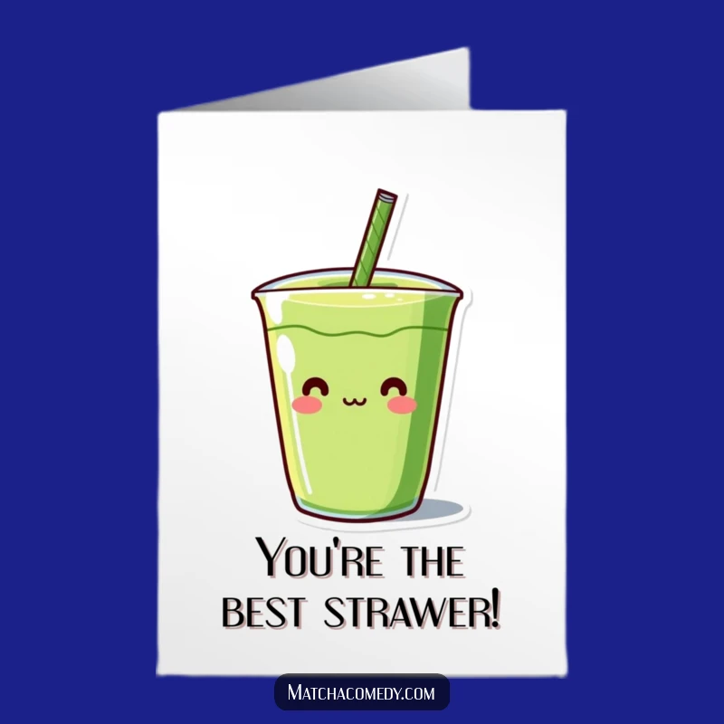 Congrats Free Printable Card: Kawaii Matcha Straw Celebration Fun