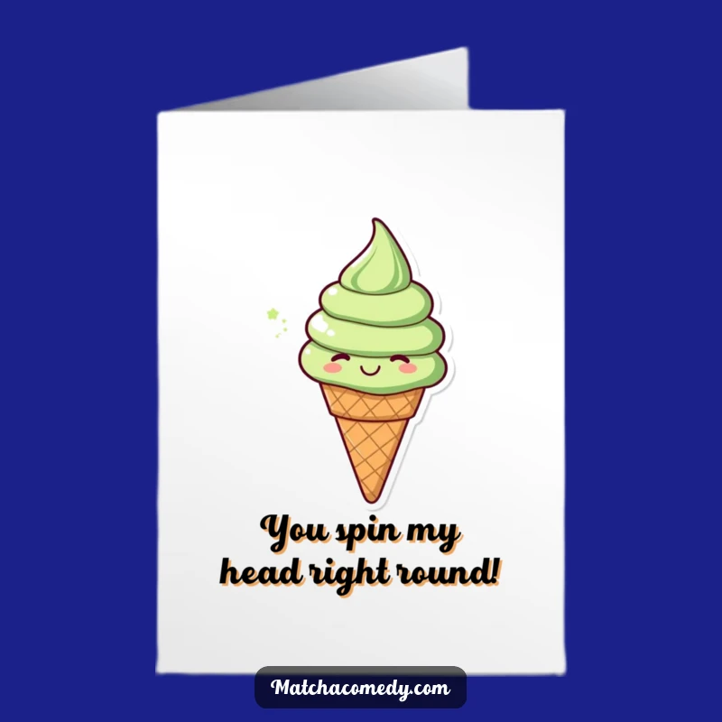 Free Printable Congrats Card: Spinning Matcha Ice Cream Cone - Fun Downloadable!