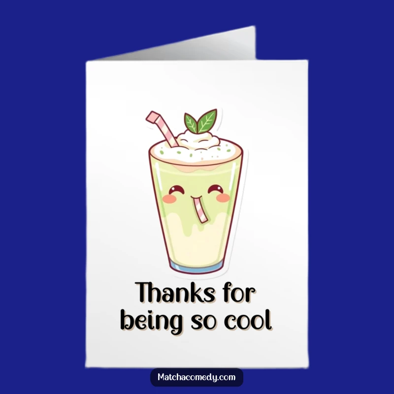 Free Printable Thank You Card: Sipping Matcha Latte - Funny Kawaii Download