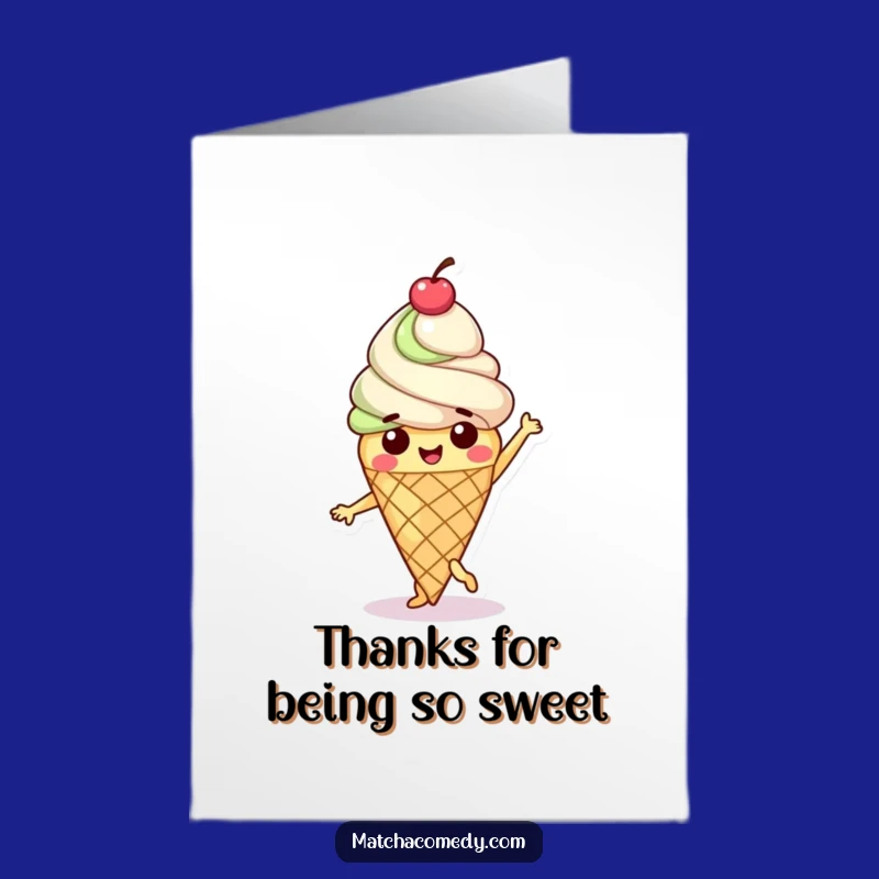 Free Printable Thanks: Dancing Matcha Ice Cream Appreciation Card