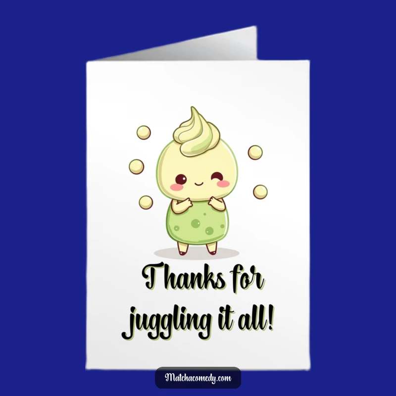 Thank You Free Printable Card: Kawaii Matcha Dessert Juggling Thanks
